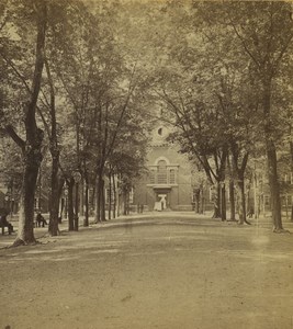 USA Philadelphia Independence Hall back Gardens Old Stereoview Photo Cremer 1876