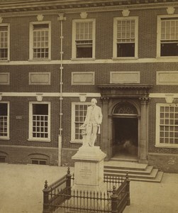 Philadelphia Independence Hall Washington Statue Stereoview Photo Cremer 1876