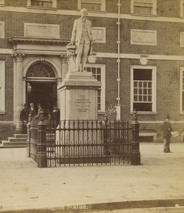 Philadelphia Independence Hall Washington Statue Stereoview Photo Cremer 1876