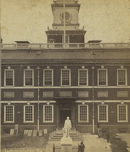 USA Philadelphia Independence Hall Statue Old Stereoview Photo Cremer 1876