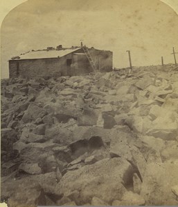 USA Colorado Pikes Peak US Signal Station Old Stereoview Photo Nims 1880