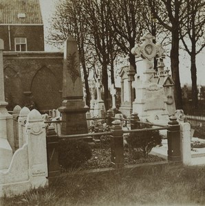 Belgium Antwerp? Cemetery Old Stereoview Amateur Photo 1914