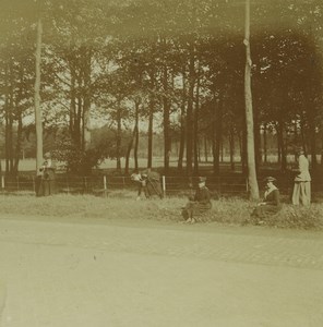 Belgium Antwerp? Groupe Roadside Forest Old Stereoview Amateur Photo 1910'