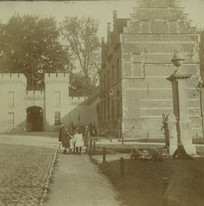 Belgium Antwerp? Castle Gate Architecture Old Stereoview Amateur Photo 1910'