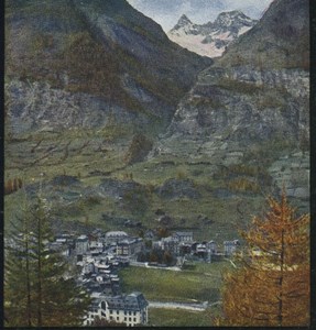 Switzerland Zermatt towards Gabelhorner Old Stereoview Chromoplast Bild 1910's