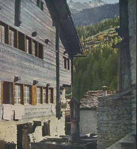 Switzerland Zermatt farmer house St Nicholas Stereoview Chromoplast Bild 1910's