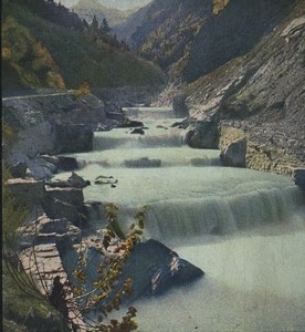 Switzerland view of Mattervisp valley Old Stereoview Chromoplast Bild 1910's