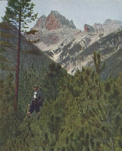 Italy Dolomites High Gaisl Croda Rossa Old Stereoview Chromoplast Bild 1910's