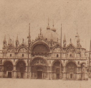Italy Venice St Mark's Basilica San Marco Old Stereo Photo 1870