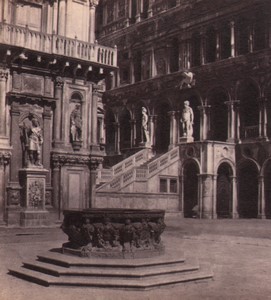 Italy Venice Ducal Palace Cortile Old Stereo Photo Carlo Ponti 1865