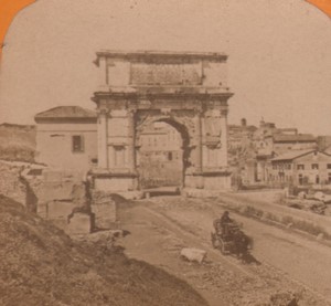 Italy Rome Via Sacra Titus arch Old Stereo Photo 1880