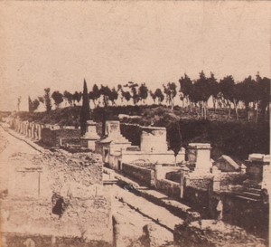 Italy Pompeii rue des Tombeaux Old Stereo Photo 1865