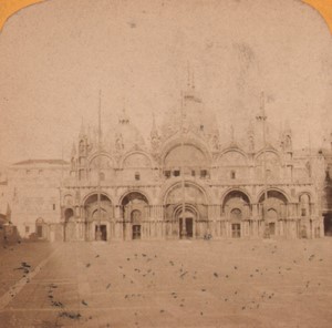 Italy Venice St Mark's Basilica San Marco Old Stereo Photo Gaudin 1870