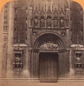 Italy Duomo di Como Cathedral Main door Old Stereo Photo Gaudin 1870