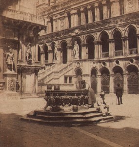 Italy Venice Doge's Palace Pozzo dell'Alberghetti Old Stereo Photo Naya 1865