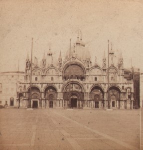 Italy Venice St Mark's Basilica San Marco Old Stereo Photo Naya 1865