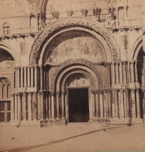 Italy Venice St Mark's Basilica San Marco Door Old Stereo Photo Naya 1865