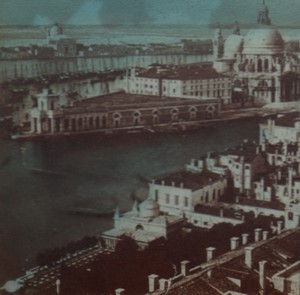 Italy Venice Canal Grande by night moonlight Old Stereo Photo 1880