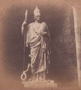 Italy Vaticano Vatican Museum Athena Giustiniani Statue Old Stereo Photo 1870