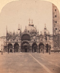 Italy Venice St Mark's Basilica San Marco Old Stereo Photo 1870