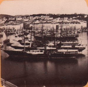 Italy Trieste Harbour panorama Old Stereo Photo 1870