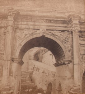 Italy Rome Arch of Septimius Severus Old Stereo Photo 1870