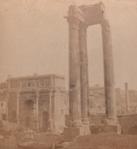 Italy Rome Temple of Saturn Arch of Septimius Severus Old Stereo Photo 1870