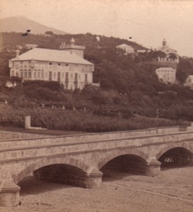 Italy Genoa Pegli Villa Mostain Old Noack Stereo Photo 1880