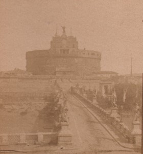 Italy Rome Castel Sant'Angelo castle Old Stereo Photo 1880
