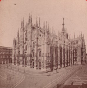 Italy Milan Milano cathedral Old Stereo Photo Brogi 1880