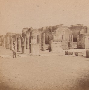 Italy Pompeii ruins Old Stereo Photo 1870 #1