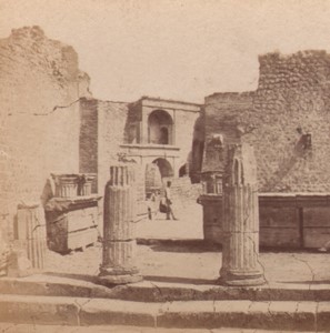 Italy Pompeii ruins Old Stereo Photo 1870 #2