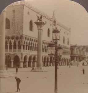 Italy Venice Piazza San Marco Old Stereo Photo Excelsior 1900