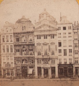 Belgium Brussels Grand Place Merchant Houses Old Stereoview Photo 1880