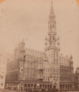 Belgium Brussels City Hall Grand Place Old Stereoview Photo 1880