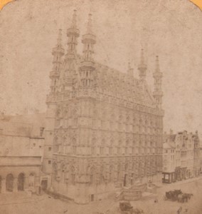 Belgium Leuven City Hall Old Stereoview Photo 1880