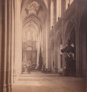 Belgium Antwerp Notre Dame Church Interior Old Stereoview Photo 1880