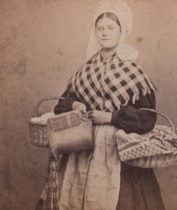 Belgium Brussels Woman Traditional Costume Old Stereoview Photo 1880