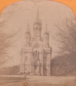 Germany Wiesbaden Russian Orthodox Church Old Stereoview Photo Bender 1870