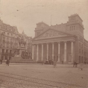 Germany Berlin? Equestrian Statue Monument Old Stereoview Photo 1900