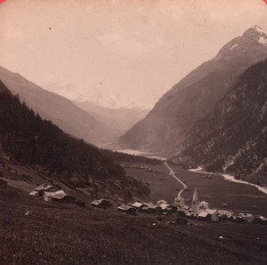 Switzerland Alps Randa & Breithorn Old Stereo Photo Charnaux 1880