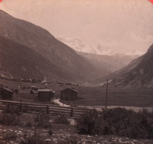 Switzerland Alps Taesch & Theodule pass Old Stereo Photo Charnaux 1880