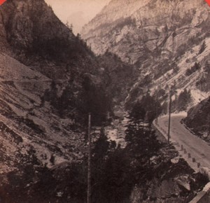 Switzerland Alps Gondo Gorges Simplon Road Old Stereo Photo Charnaux 1880 #1