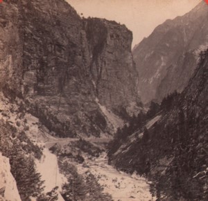 Switzerland Alps Gondo Gorges Simplon Road Old Stereo Photo Charnaux 1880 #2