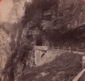 Switzerland Alps Trou Perdu at Via Mala Old Stereo Photo Charnaux 1880