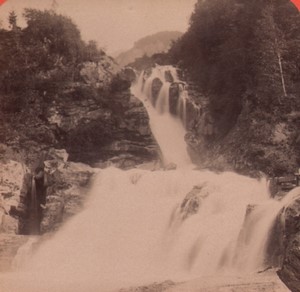 Switzerland Alps Reichenbach Falls waterfall Old Stereo Photo Charnaux 1880
