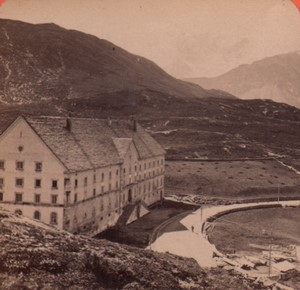 Switzerland Alps Simplon Hospice Fletschhorn Old Stereo Photo Charnaux 1880