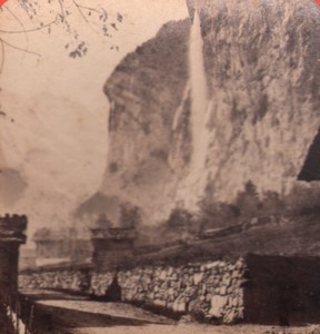 Switzerland Alps Staubach falls waterfall Old Stereo Photo Charnaux 1880