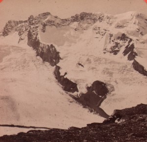 Switzerland Alps Breithorn from Gornergrat Old Stereo Photo Charnaux 1880