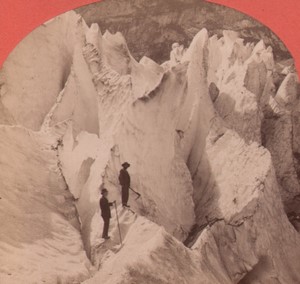 Switzerland Alps Grindelwald Upper Glacier Old Stereo Photo Jullien 1880